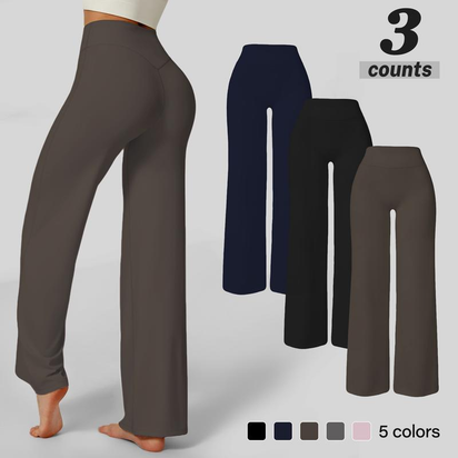 Straight Leggings Bottoms Wide Leg Pants for Women High Waist Stretch Casual Sweatpants Lift Buttocks and Flatten Abdomen Vacation Wear Yoga Fitness Gym Clothing