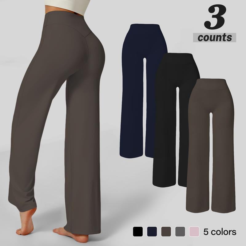Straight Leggings Bottoms Wide Leg Pants for Women High Waist Stretch Casual Sweatpants Lift Buttocks and Flatten Abdomen Vacation Wear Yoga Fitness Gym Clothing